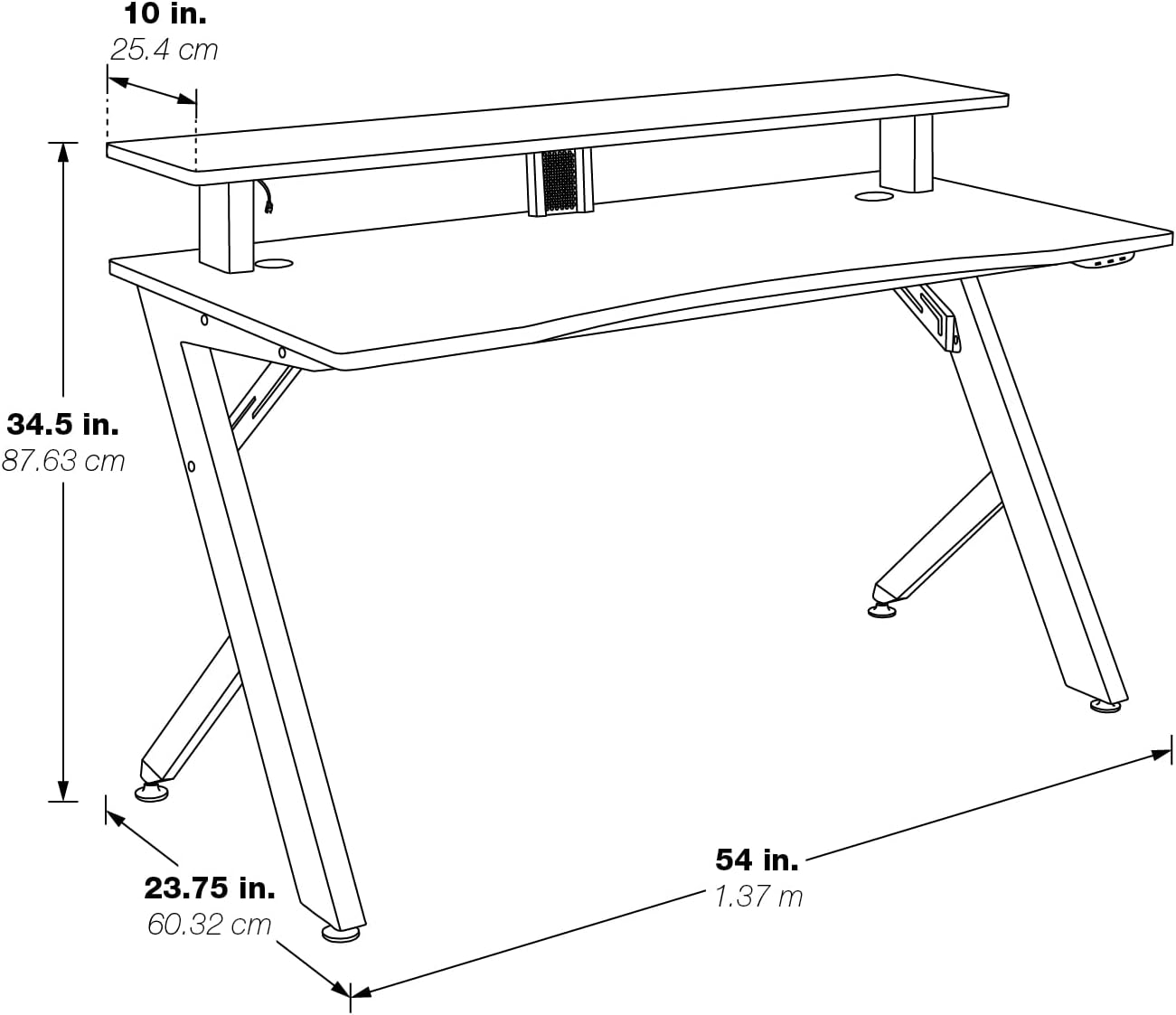 RGB Gaming Desk – 54" Computer Desk with Monitor Shelf, USB Hub & Cable Management
