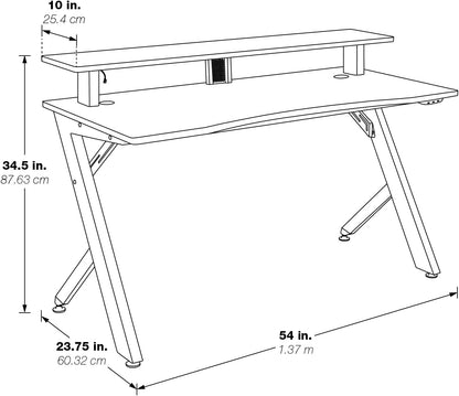 RGB Gaming Desk – 54" Computer Desk with Monitor Shelf, USB Hub & Cable Management