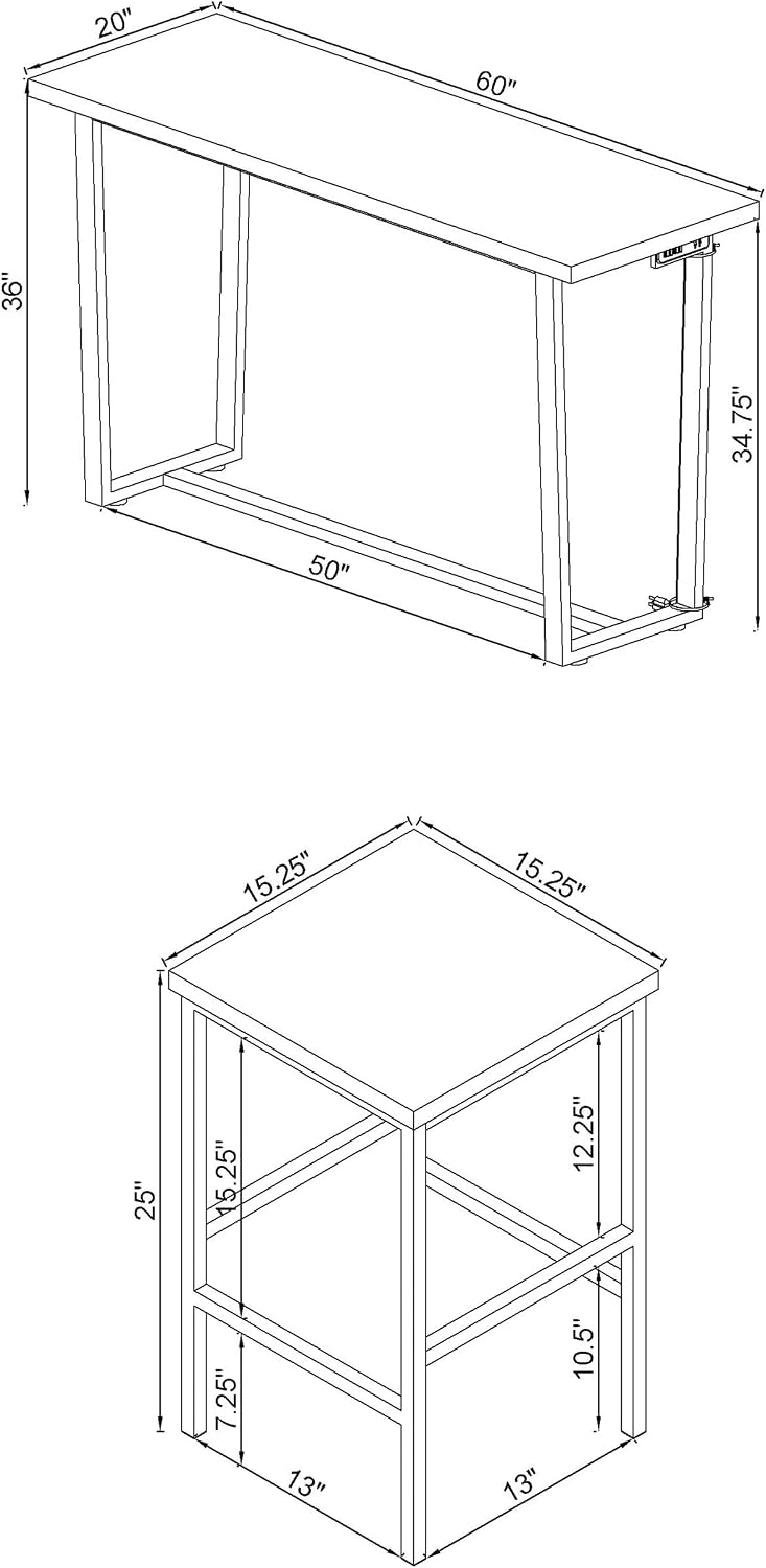 Modern 4-Piece Dining Set – Rectangular Table with Comfortable Seating for Family Meals