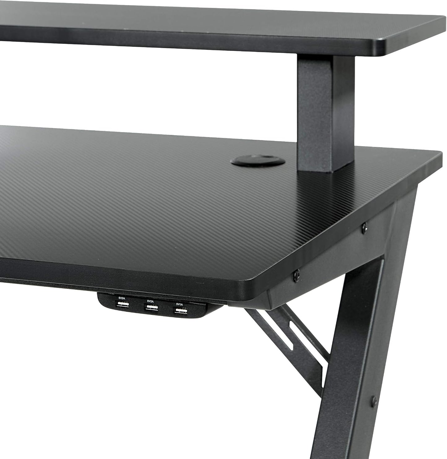 RGB Gaming Desk – 54" Computer Desk with Monitor Shelf, USB Hub & Cable Management
