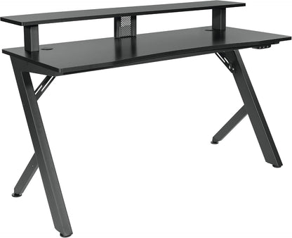 RGB Gaming Desk – 54" Computer Desk with Monitor Shelf, USB Hub & Cable Management