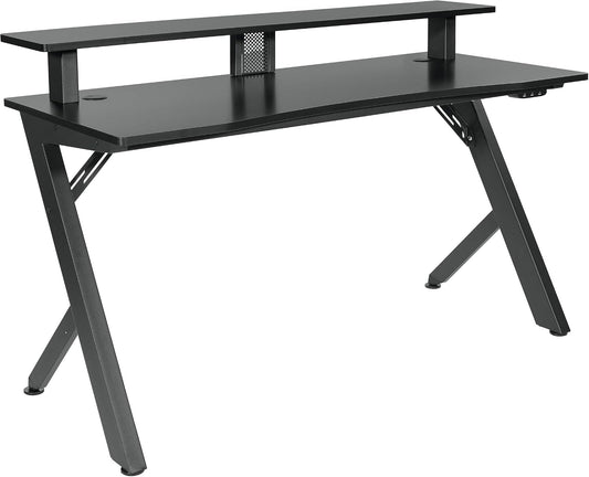 RGB Gaming Desk – 54" Computer Desk with Monitor Shelf, USB Hub & Cable Management