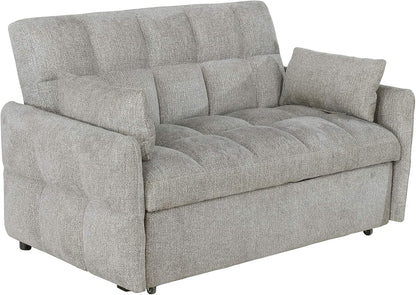 Modern Convertible Sleeper Sofa – 59" Chenille Sofa Bed with Pull-Out Mattress