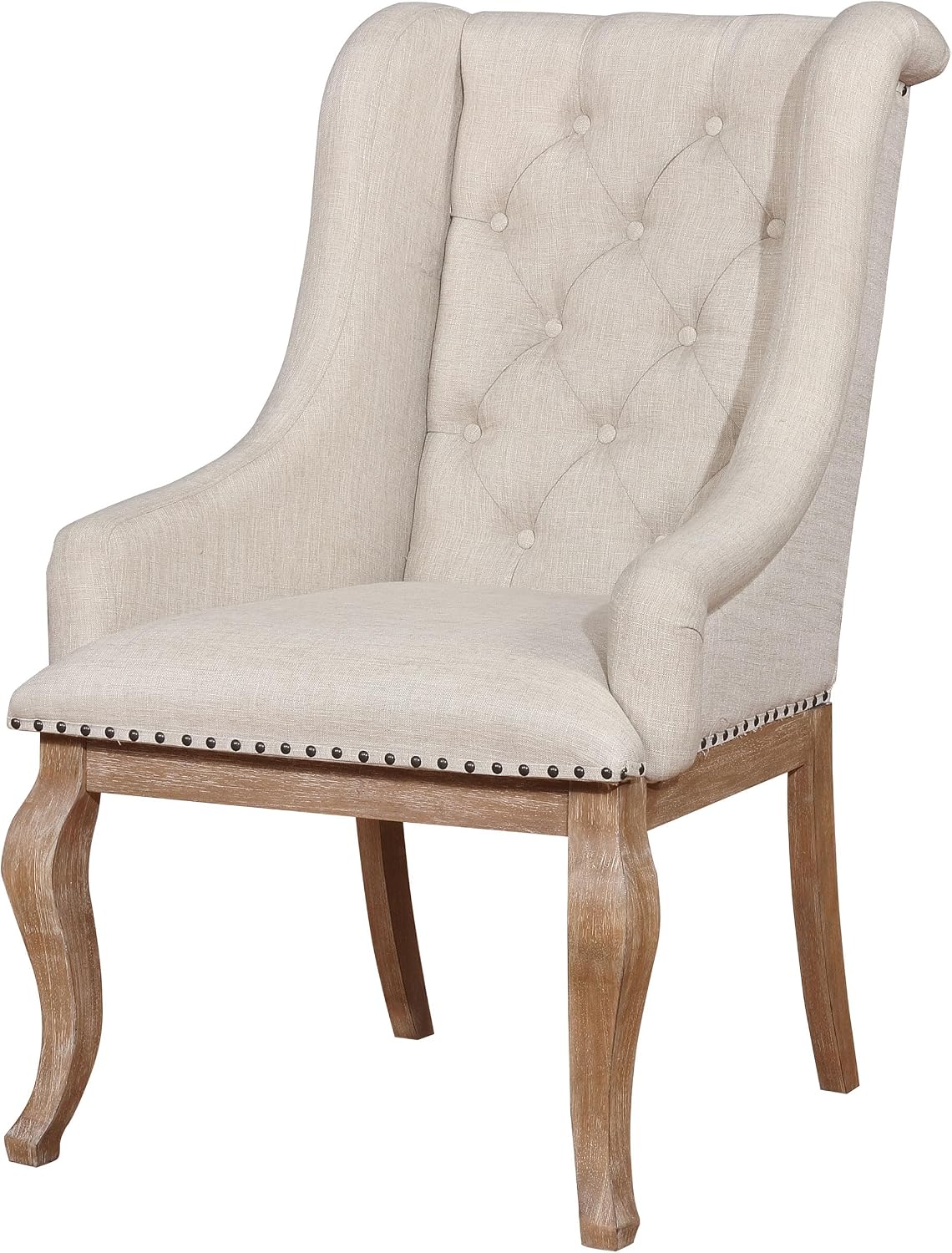 Elegant Upholstered Dining Chairs – Button-Tufted Accent Chairs with Nailhead Trim