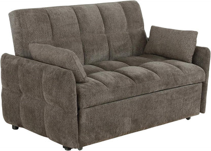 Modern Convertible Sleeper Sofa – 59" Chenille Sofa Bed with Pull-Out Mattress