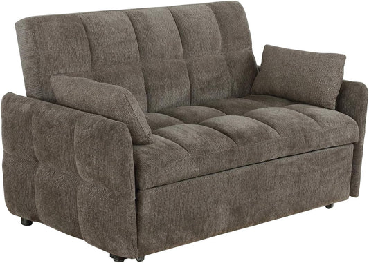 Modern Convertible Sleeper Sofa – 59" Chenille Sofa Bed with Pull-Out Mattress