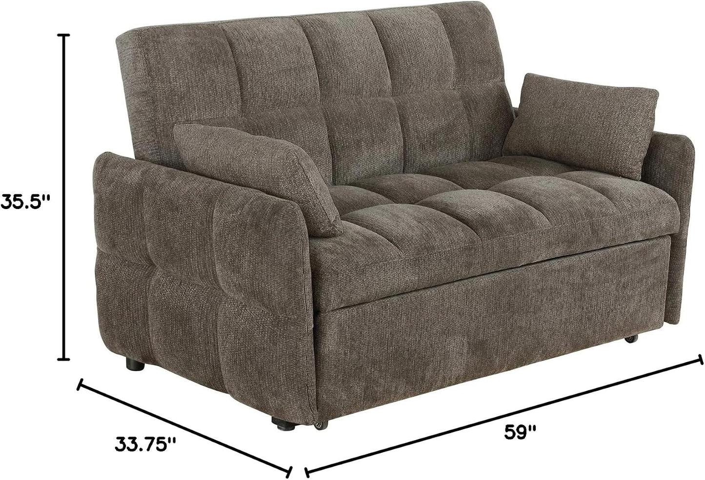 Modern Convertible Sleeper Sofa – 59" Chenille Sofa Bed with Pull-Out Mattress