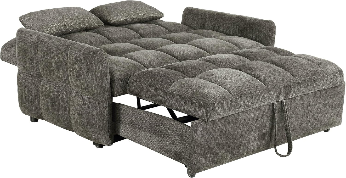 Modern Convertible Sleeper Sofa – 59" Chenille Sofa Bed with Pull-Out Mattress